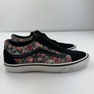 Vans Old Skool Floral Black Suede Sneakers Women’s 7 Men 5.5 Sample